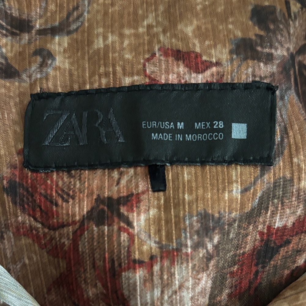 Zara Floral Satin Crop Blouse in Mustard and Pink - Picture 6 of 7